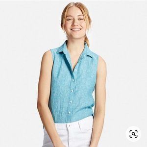 Uniqlo Sleeveless Linen Button Up Shirt, S